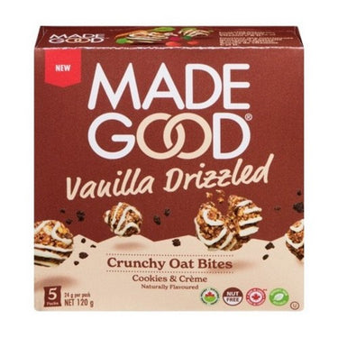 Organic Crunchy Oat Bites Vanilla Drizzled Cookies & Crème 5 X 24 Grams (Case Of 6) by Madegood