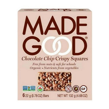 Organic Crispy Squares Chocolate Chip 6 X 22 Grams (Case Of 6) by Madegood