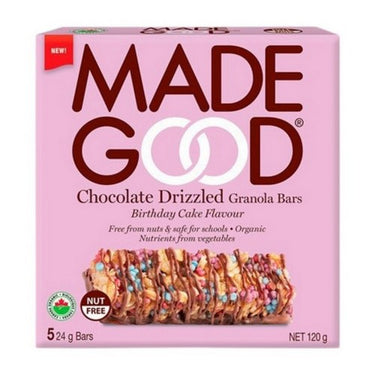 Organic Granola Bars Chocolate Drizzled Birthday Cake Flavoured 5 X 24 Grams (Case Of 6) by Madegood
