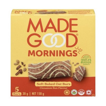 Organic Mornings Soft Baked Oat Bars Cinnamon Bun Flavour 5 X 30 Grams (Case Of 6) by Madegood