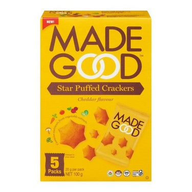Organic Star Puffed Crackers Cheddar Flavour 5 X 20 Grams (Case Of 6) by Madegood