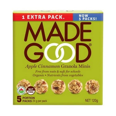 Organic Granola Bars Minis Apple Cinnamon 5 X 24 Grams (Case Of 6) by Madegood