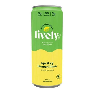 Prebiotic Pop WithApple Cider Vinegar Spritzy Lemon Lime 355 Ml (Case Of 12) by Lively up Your Breath