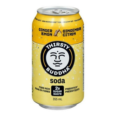 Soda With Prebiotics & Fibre Ginger Lemon 355 Ml (Case Of 12) by Thirsty Buddha