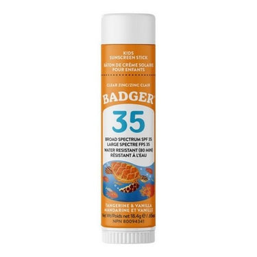 Natural Mineral Sunscreen Face Stick SPF 35 Clear Zinc Kids Tangerine & Vanilla 12 X 18.4 Grams by Badger Balm