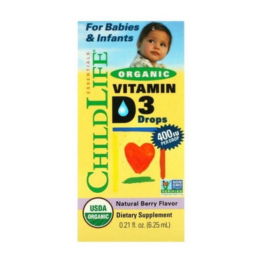 Organic Vitamin D3 Drops Natural Berry Flavour 6.25 Ml by Child Life Essentials