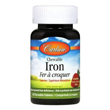 Carlson, Iron Chewable Tablets Strawberry, 60 Count