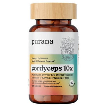 NEW Cordyceps 10:1 Mushroom Powder 10:1 Extract 60 Count by Purana