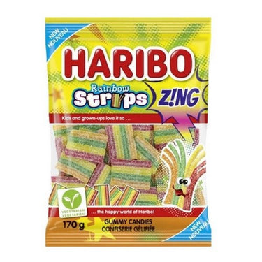 Zing Rainbow Strips Gummy Candy 170 Grams (Case Of 12) by Haribo