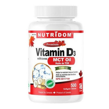 Vitamin D3 with MCT Oil 500 Softgels by Nutridom