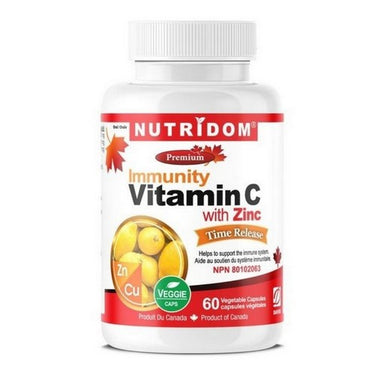 Vitamin C with Zinc Copper Time Release 60 VegCaps by Nutridom