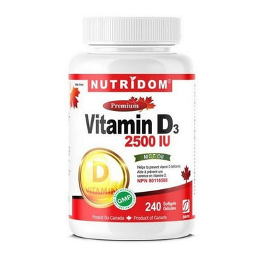 Vitamin D3 with MCT Oil 240 Softgels by Nutridom