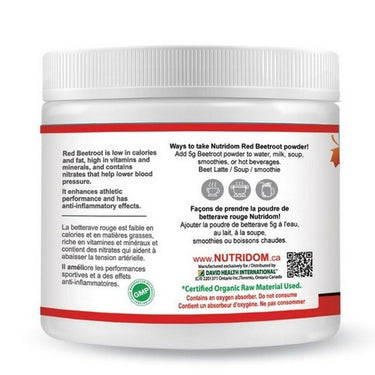 Red Beetroot Powder Organic Sourced 225 Grams by Nutridom