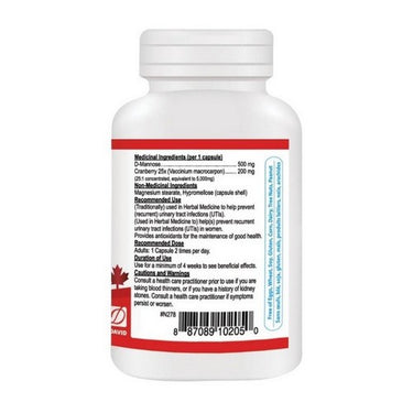 D-Mannose Plus Cranberry 60 VegCaps by Nutridom