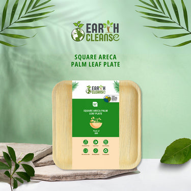 10" Square Arecapalm Leaf Plate Premium 200 Pack by Earth Cleanse