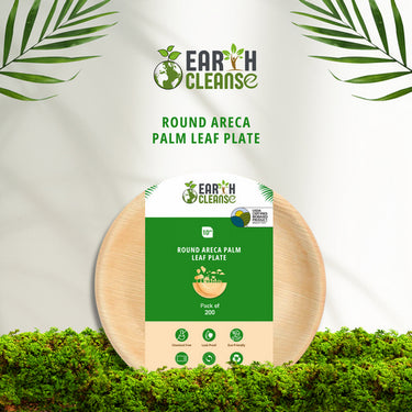 10" Round Arecapalm Leaf Plate Premium 200 Pack by Earth Cleanse