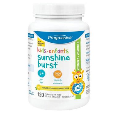 Progressive, Kids Vitamin D Sunshine Burst Lemon, 120 Softgels