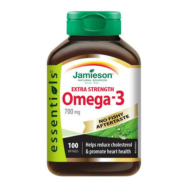 Jamieson Vitamins, No Fishy Aftertaste Extra Strength Omega-3, 700 Mg, 100 Softgels