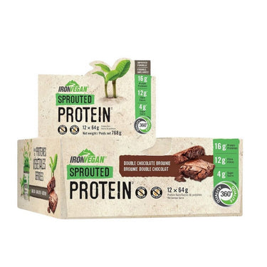 Sprouted Protein Bar Double Chocolate Brownie 64 Grams / 12 by Iron Vegan