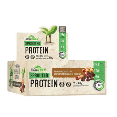 Iron Vegan, Sprouted Protein Bar Peanut Butter Chocolate Chip, 62 Grams / 12