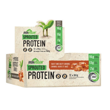 Iron Vegan, Sprouted Protein Bar Salted Caramel, 64 Grams / 12