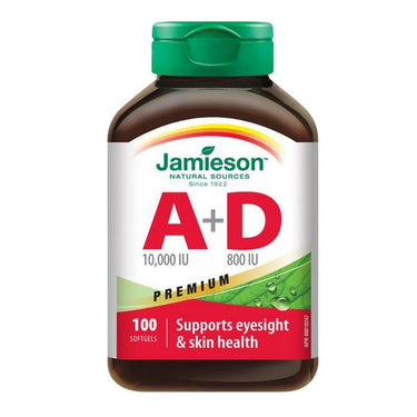 Jamieson Vitamins, Vitamin A 10,000 IU + Vitamin D 800 IU - Premium, 100 Softgels