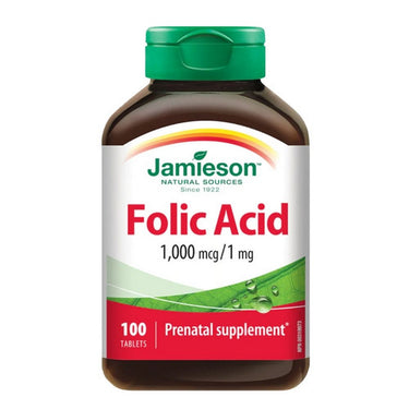 Jamieson Vitamins, Folic Acid, 1,000 Mcg/1 Mg, 100 Tablets