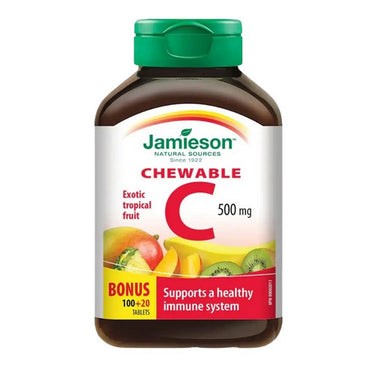 Jamieson Vitamins, Chewable Vitamin C Exotic Tropical Fruit Bonus Size, 500 Mg, 120 Chews