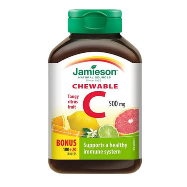 Jamieson Vitamins, Chewable Vitamin C Citrus Fruit Bonus Size, 500 Mg, 120 Chews