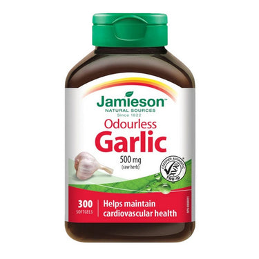 Jamieson Vitamins, Odourless Garlic Raw Herb, 500 Mg, 300 Softgels