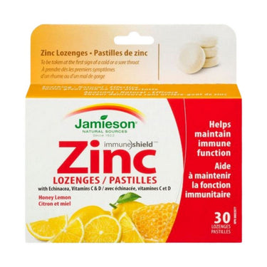 Jamieson Vitamins, Zinc Lozenges With Echinacea Vitamins C And D - Honey Lemon, 30 Lozenges