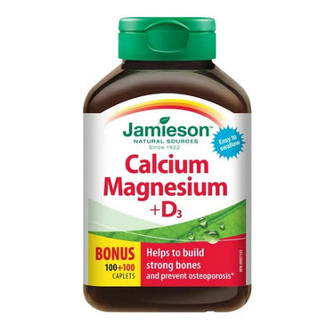 Jamieson Vitamins, Calcium Magnesium + Vitamin D3 Bonus Size, 200 Caplets