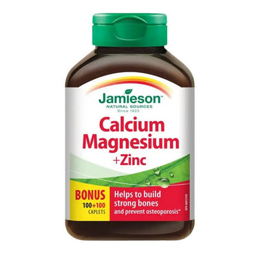 Jamieson Vitamins, Calcium Magnesium + Zinc Bonus Size, 200 Caplets