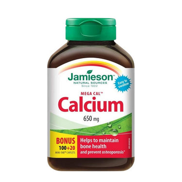 Jamieson Vitamins, Mega Cal Calcium Bonus Size, 650 Mg, 120 Caplets