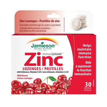 Jamieson Vitamins, Zinc Lozenges With Echinacea Vitamins C And D -Wild Cherry, 30 Lozenges