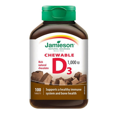 Jamieson Vitamins, Chewble Vitamin D3 1,000 IU Rich Chocolate Flavour, 100 Chews