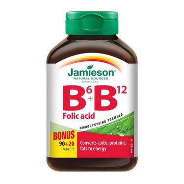 Jamieson Vitamins, Vitamin B6 + B12 And Folic Acid Bonus Size, 110 Tablets