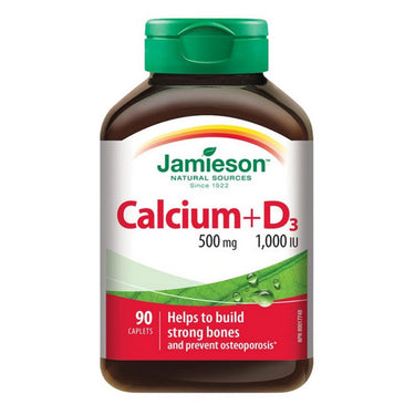 Jamieson Vitamins, Calcium + Vitamin D3 1,000 IU, 500 Mg, 90 Caplets