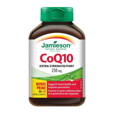 Jamieson Vitamins, Extra Strength COQ10 Bonus Size, 250 Mg, 45 Softgels