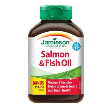Jamieson Vitamins, Salmon And Fish Oil Bonus Size, 200 Softgels