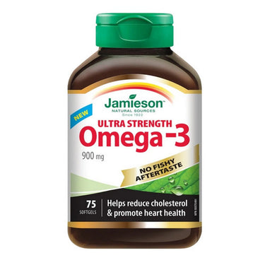 Jamieson Vitamins, No Fishy Aftertaste Ultra Strength Omega-3, 900 Mg, 75 Softgels