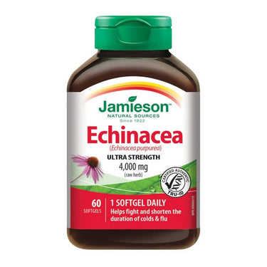 Jamieson Vitamins, Ultra Strength Echinacea Purpurea Raw Herb, 4,000 Mg, 60 Softgels