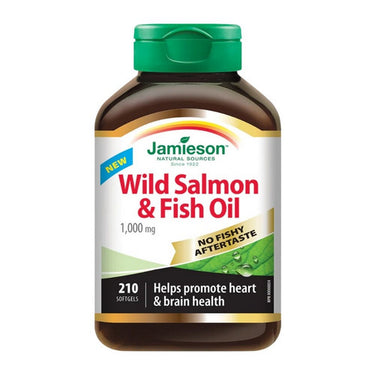 Jamieson Vitamins, No Fishy Aftertaste Wild Salmon & Fish Oil, 1,000 Mg, 210 Softgels