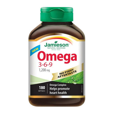 Jamieson Vitamins, No Fishy Aftertaste Omega-3-6-9 1, 200 Mg, 180 Softgels