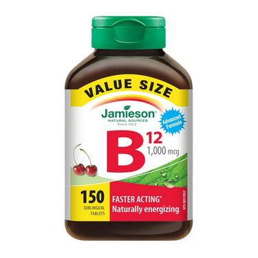 Jamieson Vitamins, Vitamin B12 Fast Dissolving Tablets Methylcobalamin Cherry Value Size, 1,000 Mcg, 150 Tabs