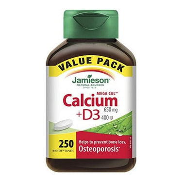 Jamieson Vitamins, Mega Cal + Calcium Vitamin D3 400 IU, 650 Mg, 250 Caps