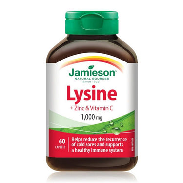 Jamieson Vitamins, Lysine + Zinc & Vitamin C, 1,000 Mg, 60 Caplets