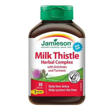 Jamieson Vitamins, Milk Thistle Herbal Complex With Artichoke And Turmeric, 30 Caplets