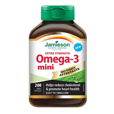 Jamieson Vitamins, No Fishy Aftertaste Extra Strength Omega-3 Mini, 200 Softgels