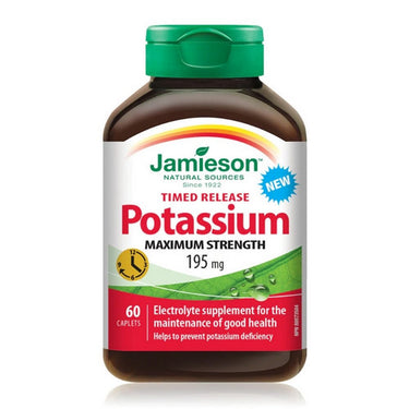 Jamieson Vitamins, Maximum Strength Potassium Timed Release, 195 Mg, 60 Caplets